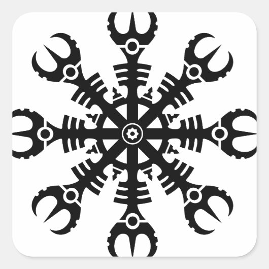 畏怖- Aegishjalmur No.2 (黒)のヘルメット スクエアシール (正面)