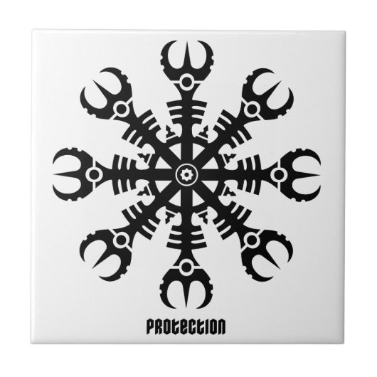 畏怖- Aegishjalmur No.2 (黒)のヘルメット タイル (正面)