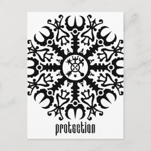 畏敬のヘルメット – Aegishjalmur No. 1 （黒） ポストカード