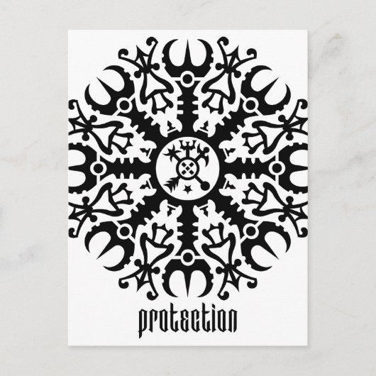 畏敬のヘルメット – Aegishjalmur No. 1 （黒） ポストカード (正面)