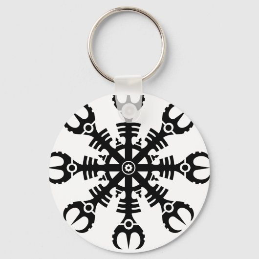 畏敬のヘルメット – Aegishjalmur No.2 (黒) キーホルダー (正面)