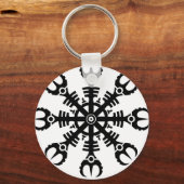 畏敬のヘルメット – Aegishjalmur No.2 (黒) キーホルダー (正面)