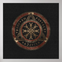 畏敬の念を抱く黒と赤の革と金ゴールド ポスター