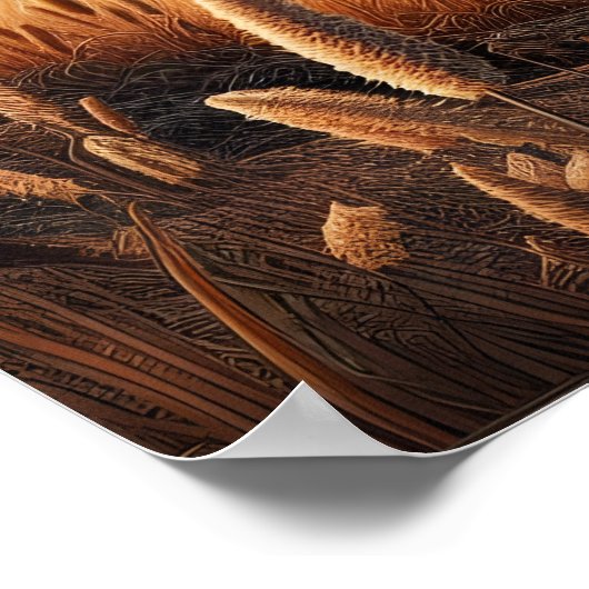 畏敬の念威厳のあるを抱いて歩くライオン ポスター (角)