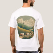 畑で幸せな牛 Tシャツ (裏面)
