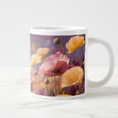 畑で成長するケシ – 水彩パステル ジャンボコーヒーマグカップ (右)