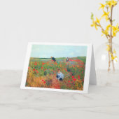 畑で花を摘むメアリーカッサット カード (黄色い花)