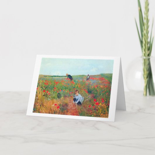 畑で花を摘むメアリーカッサット カード (正面)