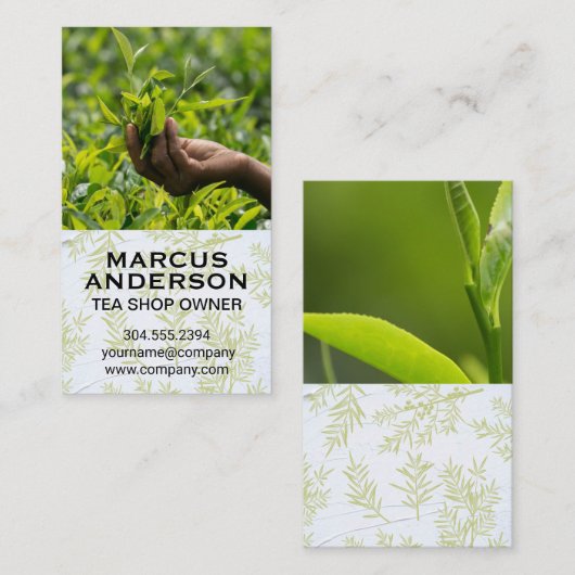畑で茶畑を摘む 名刺 (正面/裏面)