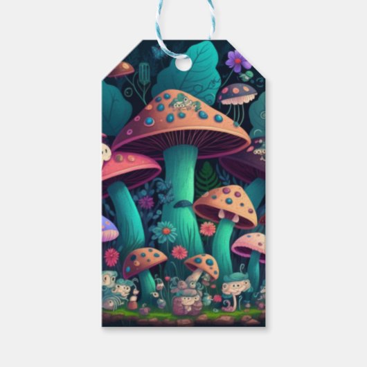 畑にキノコが溶け込む ギフトタグ (正面)