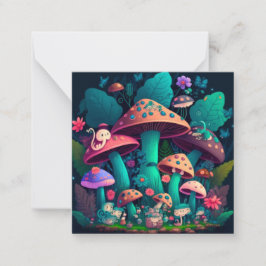 畑にキノコが溶け込む ノートカード