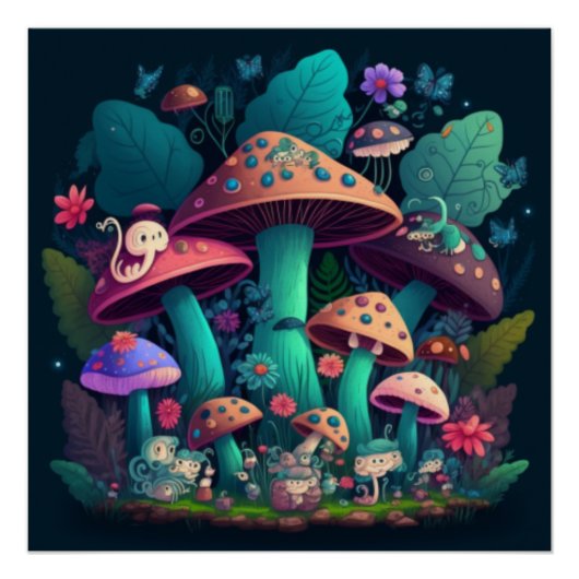 畑にキノコが溶け込む ポスター (正面)