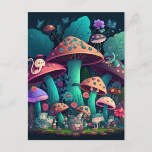 畑にキノコが溶け込む ポストカード (正面)