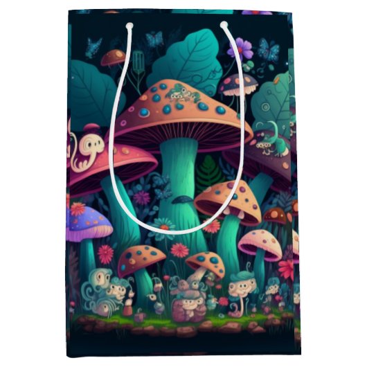 畑にキノコが溶け込む ミディアムペーパーバッグ (正面)