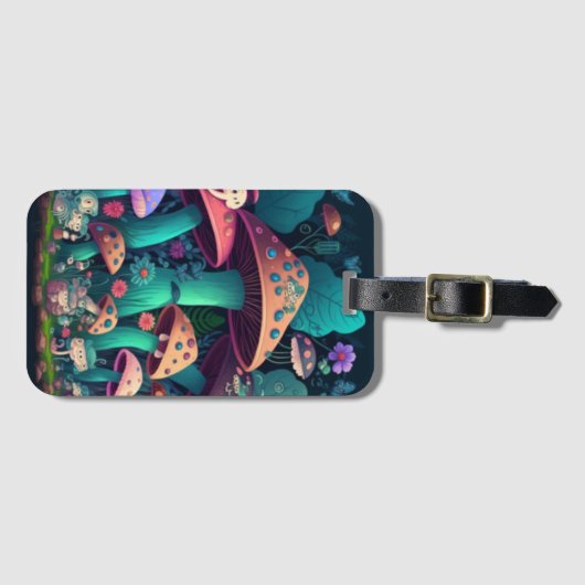 畑にキノコが溶け込む ラゲッジタグ (正面横)