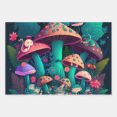 畑にキノコが溶け込む ラッピングペーパーシート (正面3)