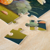 畑にマッシュルームの緑の花模様 ジグソーパズル (側面)