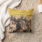 畑にランニングあるサラブレッド馬の馬 クッション (ブランケット)