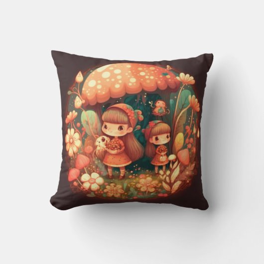 畑のキノコのエルフ装飾用クッション クッション (正面)