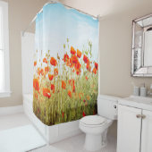 畑のケシを閉める。春は野花 シャワーカーテン (インサイチュ)