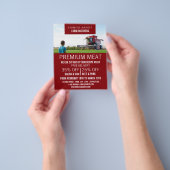 畑のトラクター、農家と肉屋の広告 チラシ (手)