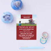 畑のトラクター、農家と肉屋の広告 チラシ (シングル)