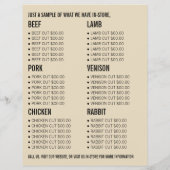 畑の小麦と農家と肉屋の広告 チラシ (裏面)