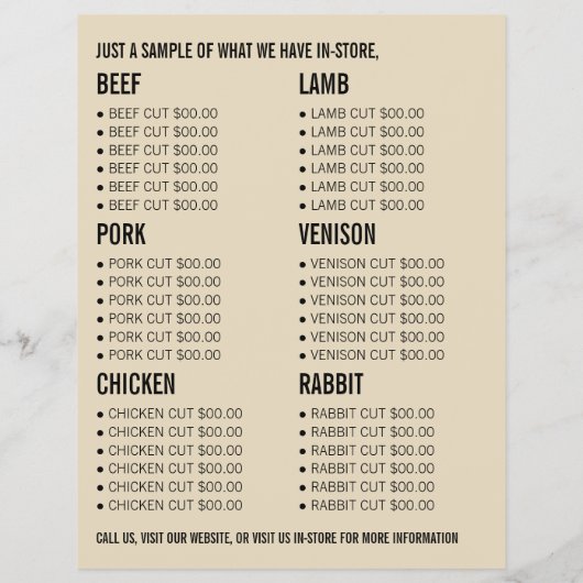 畑の小麦と農家と肉屋の広告 チラシ (裏面)