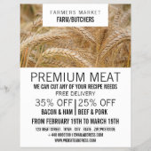 畑の小麦と農家と肉屋の広告 チラシ (正面)