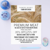 畑の小麦と農家と肉屋の広告 チラシ (シングル)