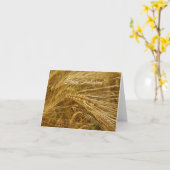 畑の小麦の穀粒 - 感謝祭おめでとう カード (黄色い花)