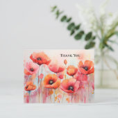 畑の水の色の赤いケシありがとう ポストカード (スタンド正面)