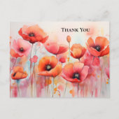 畑の水の色の赤いケシありがとう ポストカード (正面)