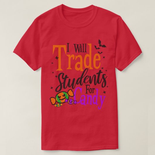 留学生のためのキャンディデザインハロウィーン先生1 Tシャツ (デザイン正面)