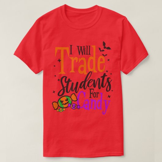 留学生のためのキャンディデザインハロウィーン先生 Tシャツ (デザイン正面)