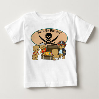 略奪するために-テディー・ベアの海賊及び宝物生まれて下さい ベビーTシャツ