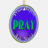 略称のキリスト教のオーナメントのクリスマスを祈って下さい セラミックオーナメント (右)
