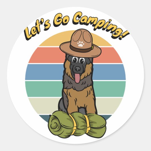 番おもしろい犬がキャンプに行きたい ラウンドシール (正面)