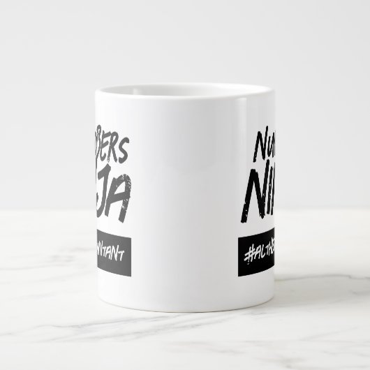 番号おもしろい忍者のハッシュタグ名 ジャンボコーヒーマグカップ (正面)