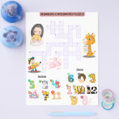 番号とあいさつ文クロスワードワークシ子供へート チラシ (シングル)