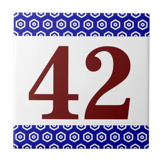 番号のタイル。六角縁ど形 タイル (正面)