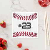 番号の付いた白野球 スタンダードカクテルナプキン (インサイチュ)