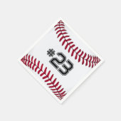 番号の付いた白野球 スタンダードカクテルナプキン (角)