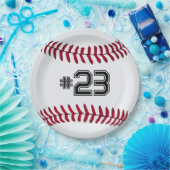 番号の付いた白野球 ペーパープレート (パーティー)