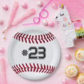 番号の付いた白野球 ペーパープレート (パーティー)