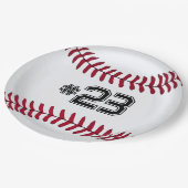 番号の付いた白野球 ペーパープレート (アングル)