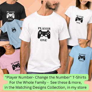 番号の変更、プレーヤー1マッチのゲーマーTシャツ Tシャツ
