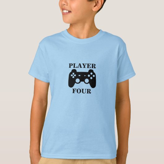 番号の変更、プレーヤー4マッチ少年ゲーマー Tシャツ (正面)