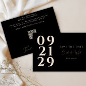 番号はっきりしたタイポグラフィモダンB&W QRコード 招待状