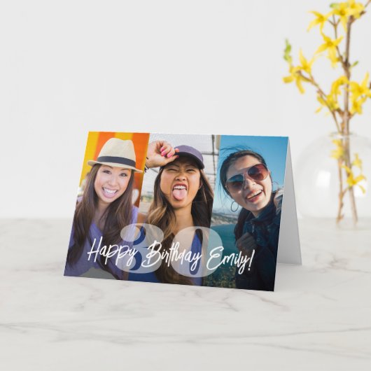 番号はっきりしたフォトコラージュハッピーバースデースクリプト カード (黄色い花)